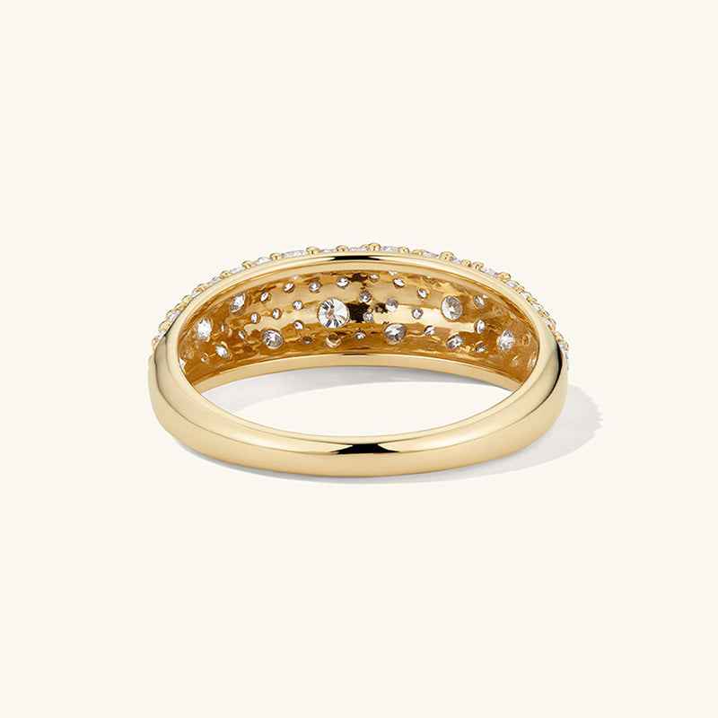 925 Sterling Silver Luxe Aurora Pavé Zircon Wide Band Ring 18K Gold Platinum Vermeil