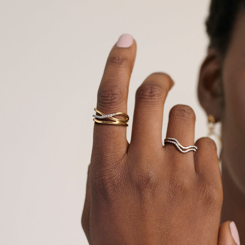 “Serpent Cross” S925 Sterling Silver Open Adjustable Triple-Layer Ring