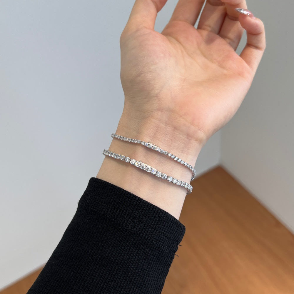“Line Eclat” S925 Sterling Silver Tennis Bracelet