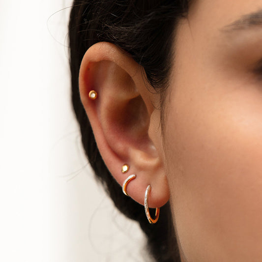 “Luxe Arc” S925 Sterling Silver Zircon Hoop Earrings