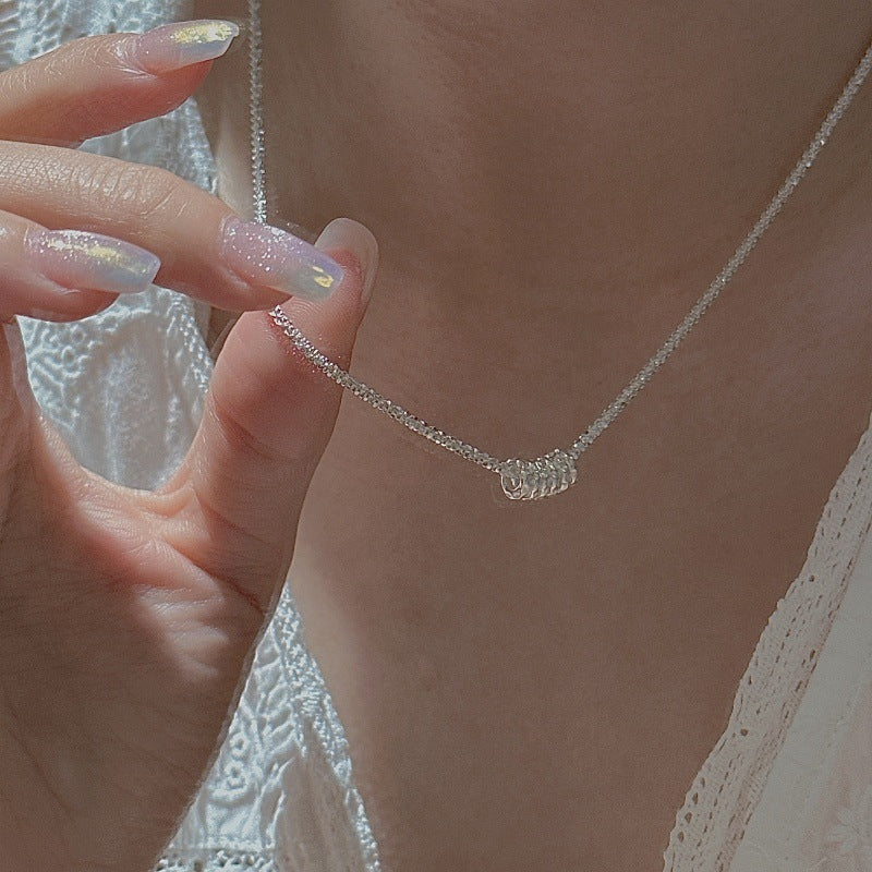 S925 Sterling Silver Shimmer Loop Necklace Dainty Chain Mini Loop Charm Minimalist Jewelry