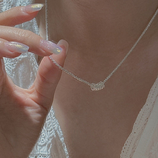 S925 Sterling Silver Shimmer Loop Necklace Dainty Chain Mini Loop Charm Minimalist Jewelry