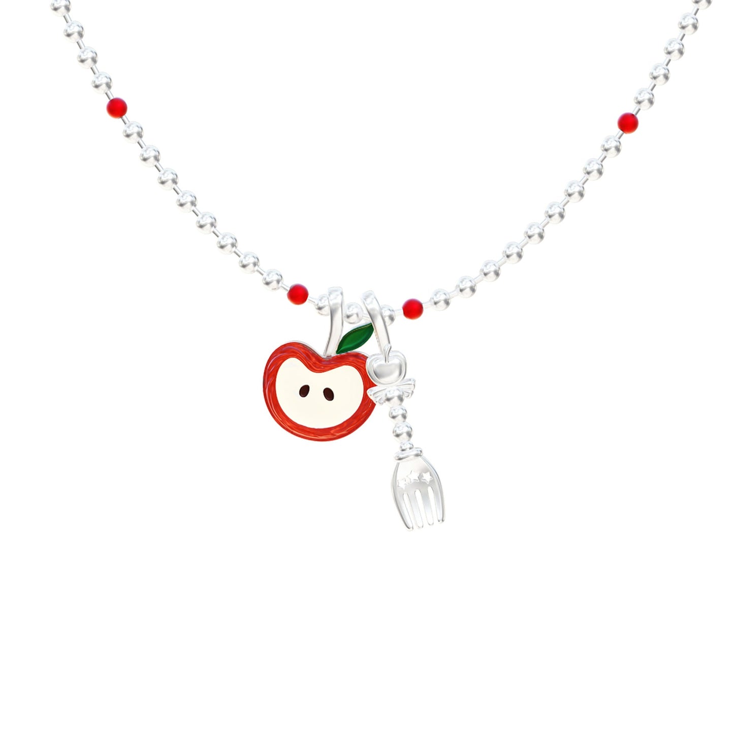 925 Sterling Silver Red Apple Charm Necklace & Bracelet Set – Crimson Orchard
