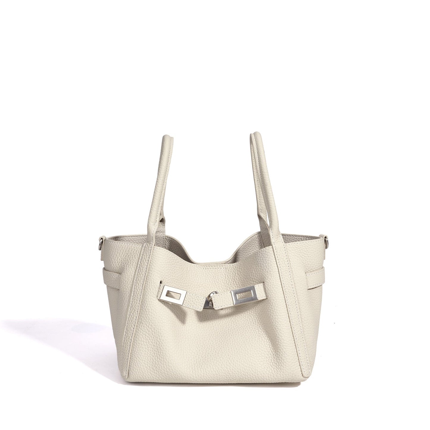 Women's Pebbled Cowhide Mini Bucket Bag with Detachable Pouch