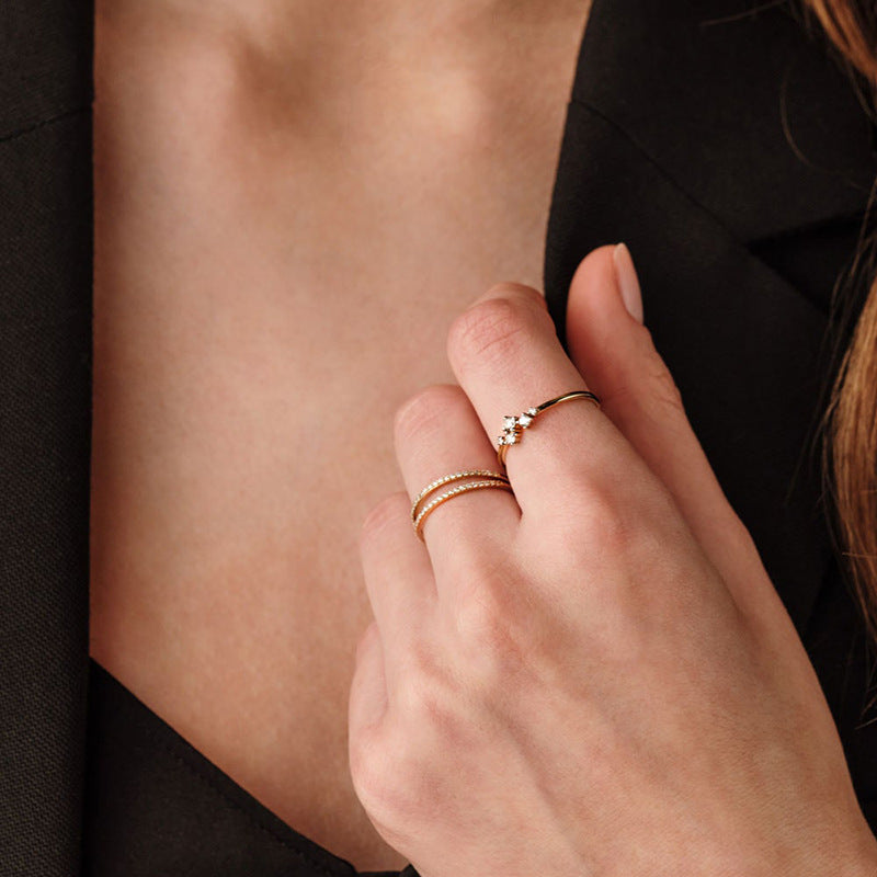 “Double Halo” S925 Sterling Silver Open Adjustable Double-Band Ring