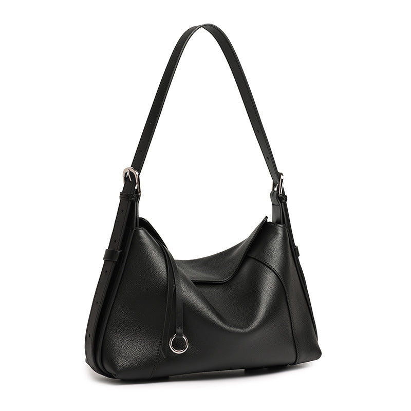 Women's Milled Cowhide Geometric Shoulder Bag with Ring Detail
