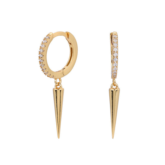 “Pyramid Gleam” S925 Sterling Silver Triangle Drop Hoop Earrings
