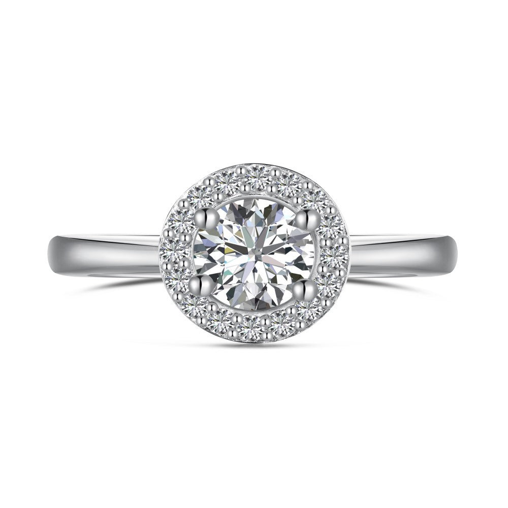 “Prism Halo” S925 Sterling Silver Round-Cut Jewelry Set