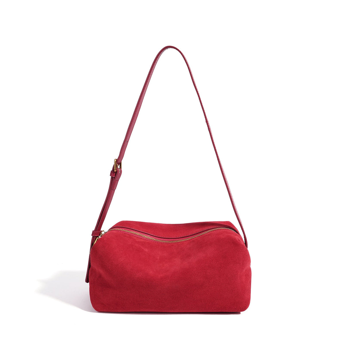 Women's Suede Leather Slouchy Clutch Bag with Adjustable Strap