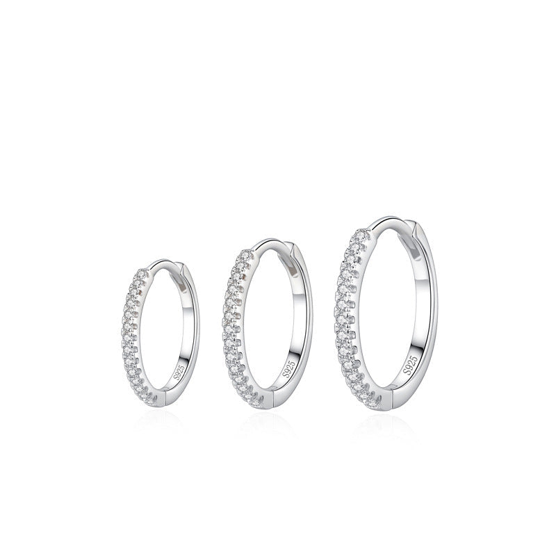 925 Sterling Silver Pavé Huggie Hoop Earrings