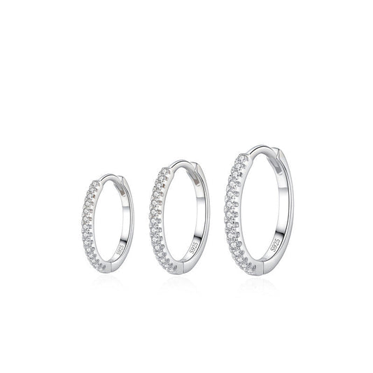 925 Sterling Silver Pavé Huggie Hoop Earrings
