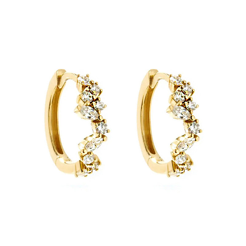 “Sculpted Drift” Geometric Zircon Huggie Hoop Earrings