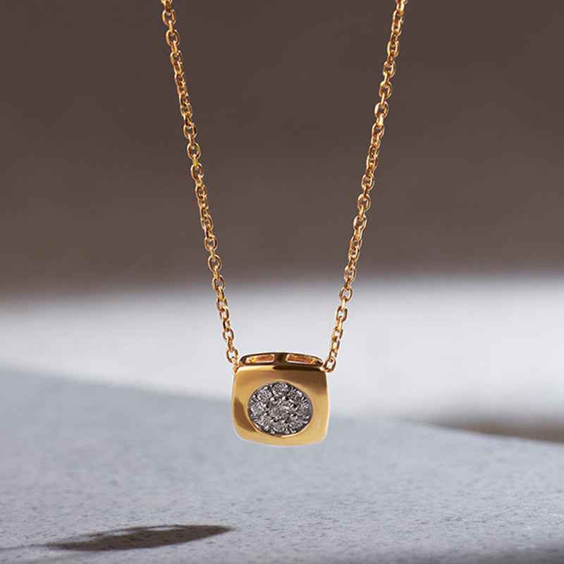 Axis Core Geometric Square Pavé Necklace 925 Sterling Silver Zircon