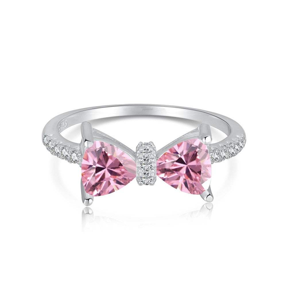 “Pink Heart Eclat” S925 Sterling Silver Pink Zircon Heart Ring