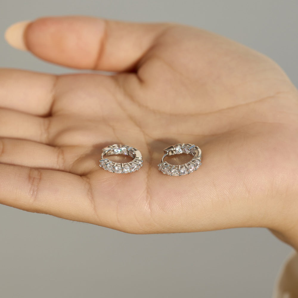 925 Sterling Silver 1.26CT Moissanite Pavé Hoop Earrings – Eternal Spark
