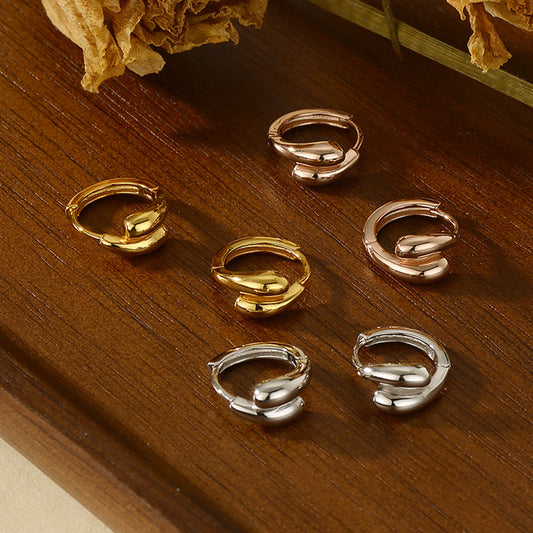 “Sleek Contour” S925 Sterling Silver Minimalist Hoop Earrings