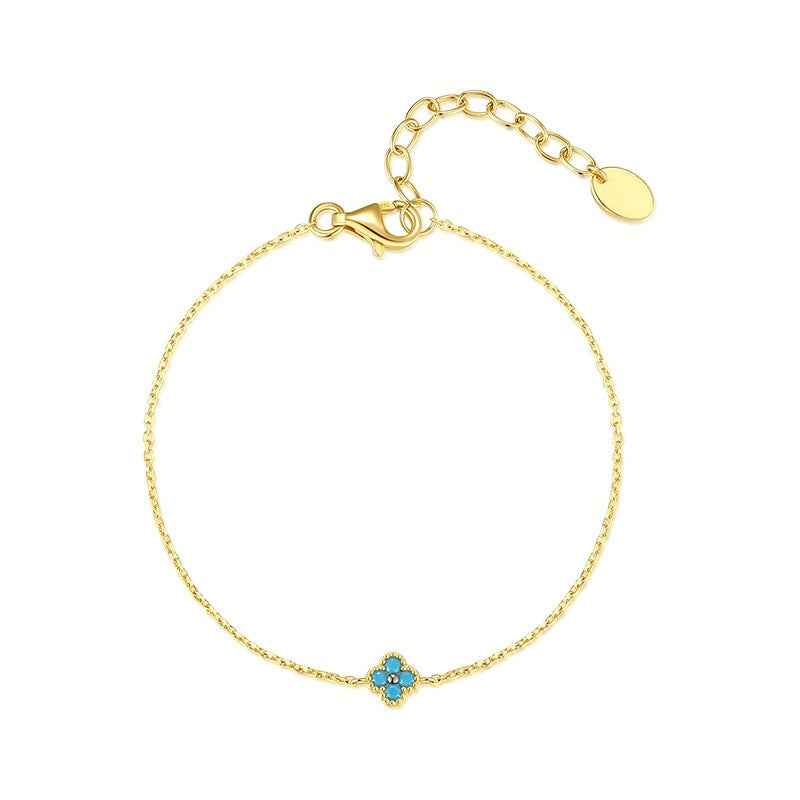 925 Sterling Silver Mini Turquoise Clover Necklace & Bracelet Set – Tiny Clover Luck