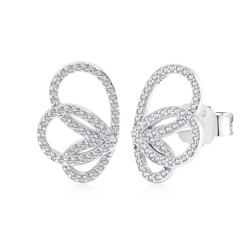 Velora Wings Pavé Butterfly Stud Earrings 925 Sterling Silver Zircon