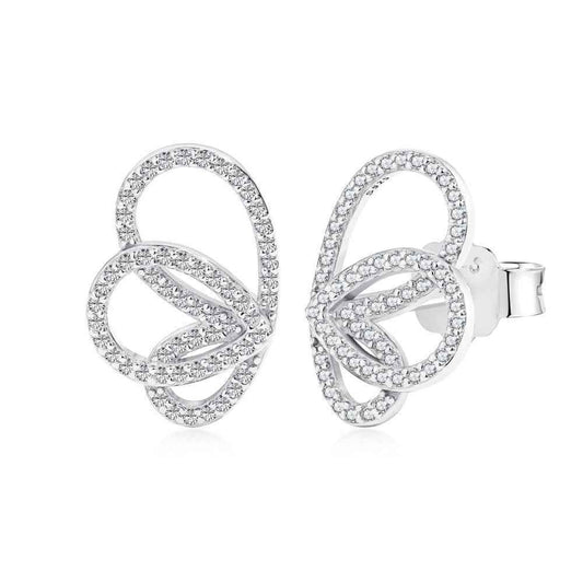 Velora Wings Pavé Butterfly Stud Earrings 925 Sterling Silver Zircon