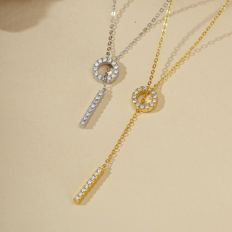 “Lumiere Line” S925 Sterling Silver Zircon Geometric Sweater Necklace