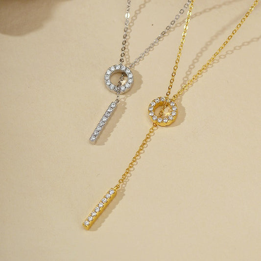 “Lumiere Line” S925 Sterling Silver Zircon Geometric Sweater Necklace