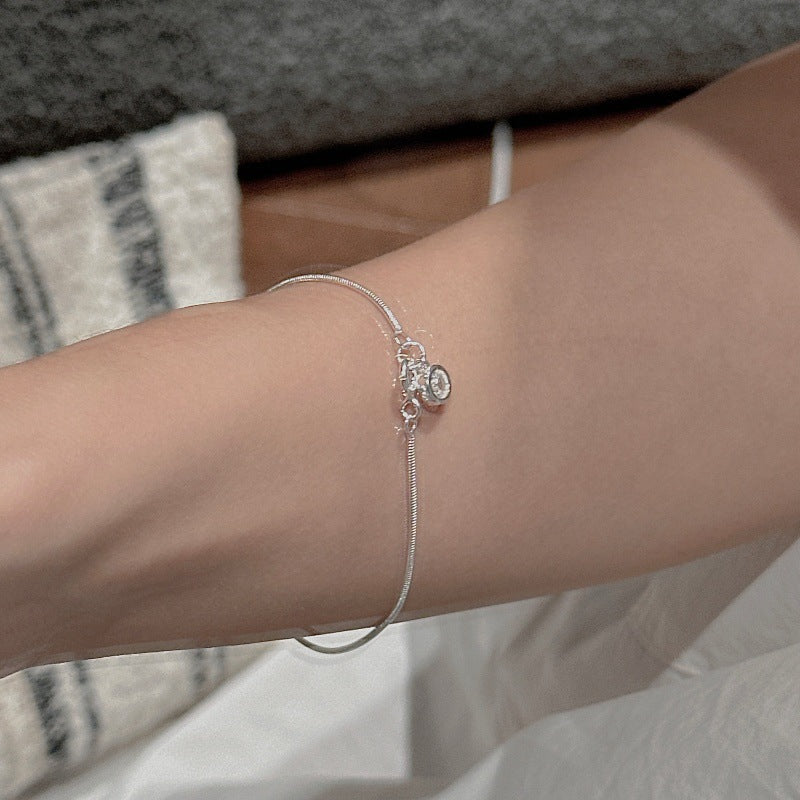 “Starlit Links” S925 Sterling Silver Geometric Zircon Bracelet