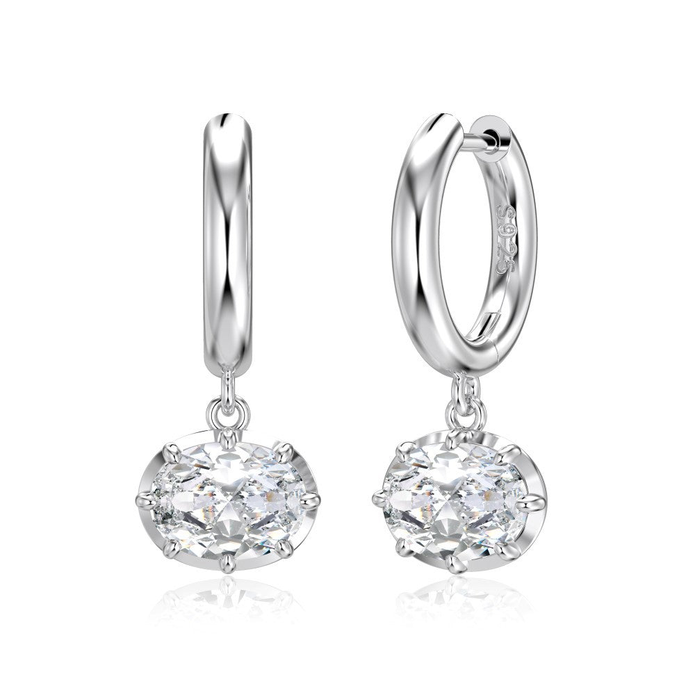 “Oval Celestia” S925 Sterling Silver Oval Pendant Necklace and Earrings Set