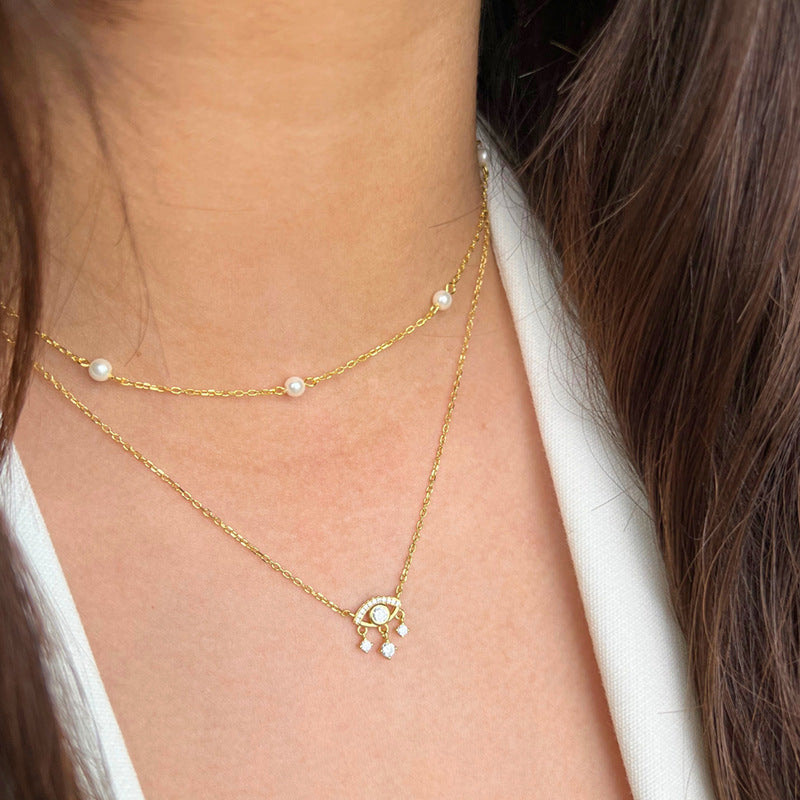 “Eye Gleam” S925 Sterling Silver Zircon Eye Necklace