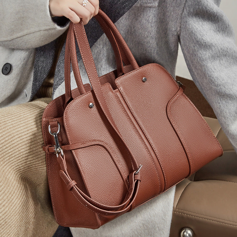 Women's Pebbled Cowhide Paneled Doctor-Style Work Bag