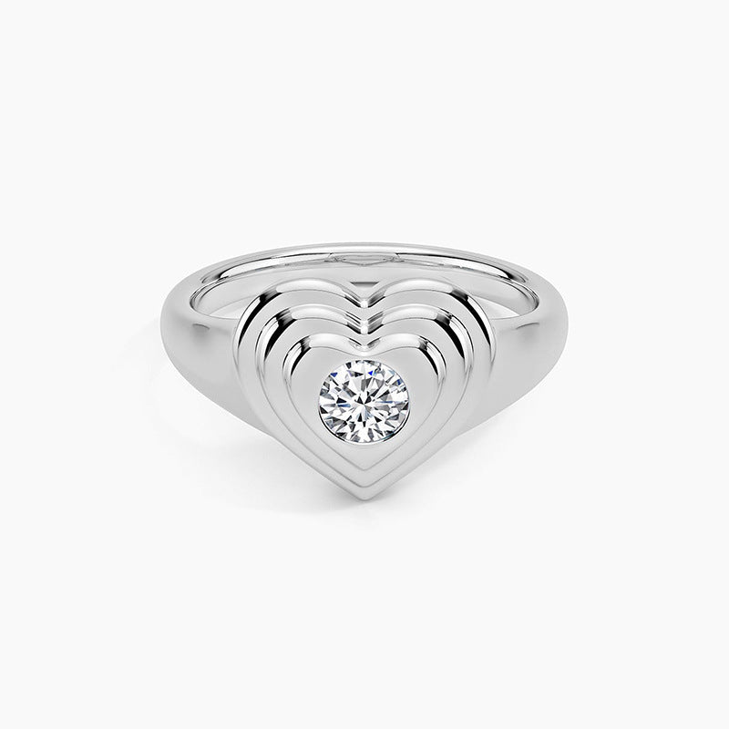 “Heartline Glow” S925 Sterling Silver Minimalist Heart Zircon Ring