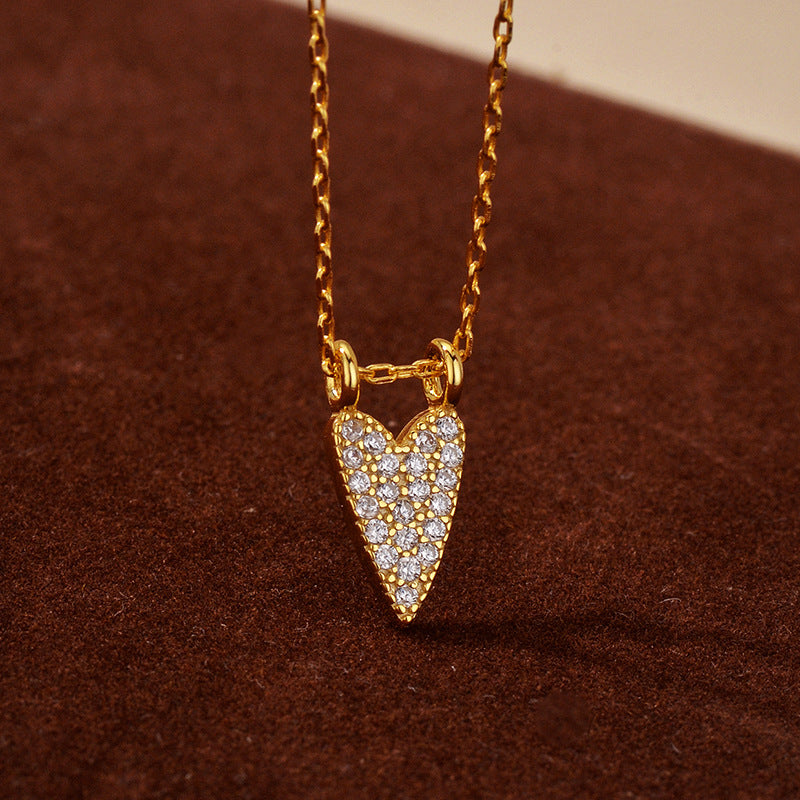 “Heart Radiance” S925 Sterling Silver Full-Pavé Zircon Heart Necklace