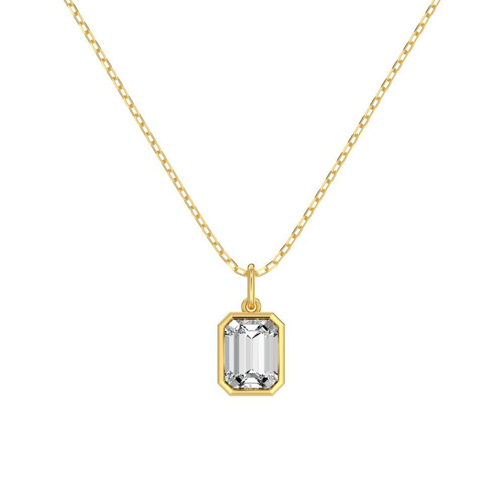 925 Sterling Silver Rectangular Cubic Zirconia Necklace – Recta Lumi