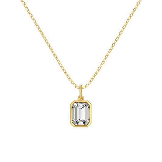 925 Sterling Silver Rectangular Cubic Zirconia Necklace – Recta Lumi
