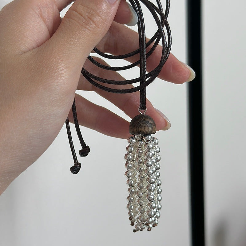 “Silver Cascade” S925 Sterling Silver Adjustable Long Tassel Necklace