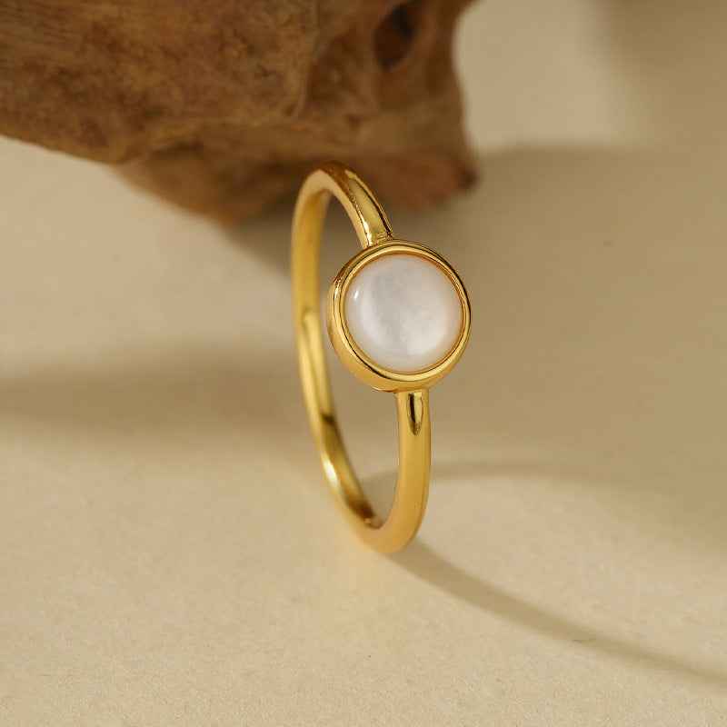Soft Halo Mother-of-Pearl Minimal Ring 925 Sterling Silver