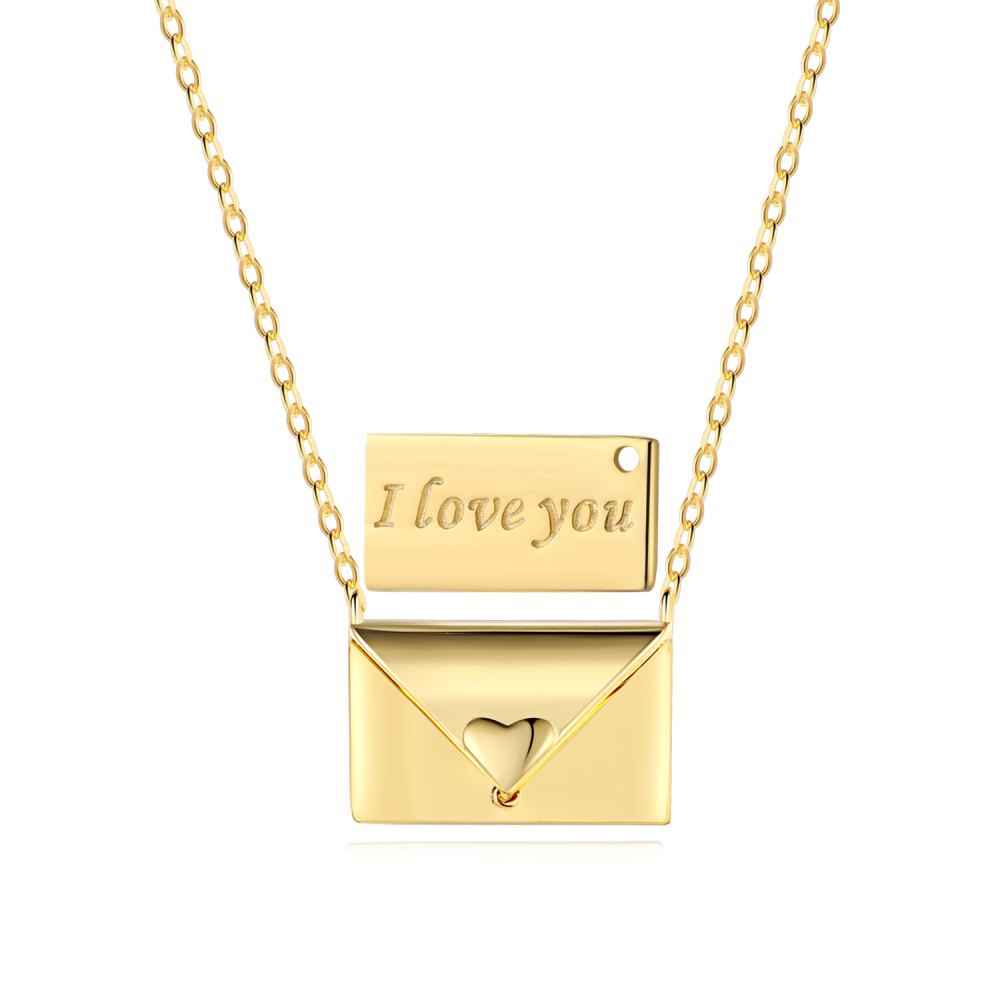 925 Sterling Silver Love Letter Envelope Pendant Necklace Romantic Minimalist Jewelry