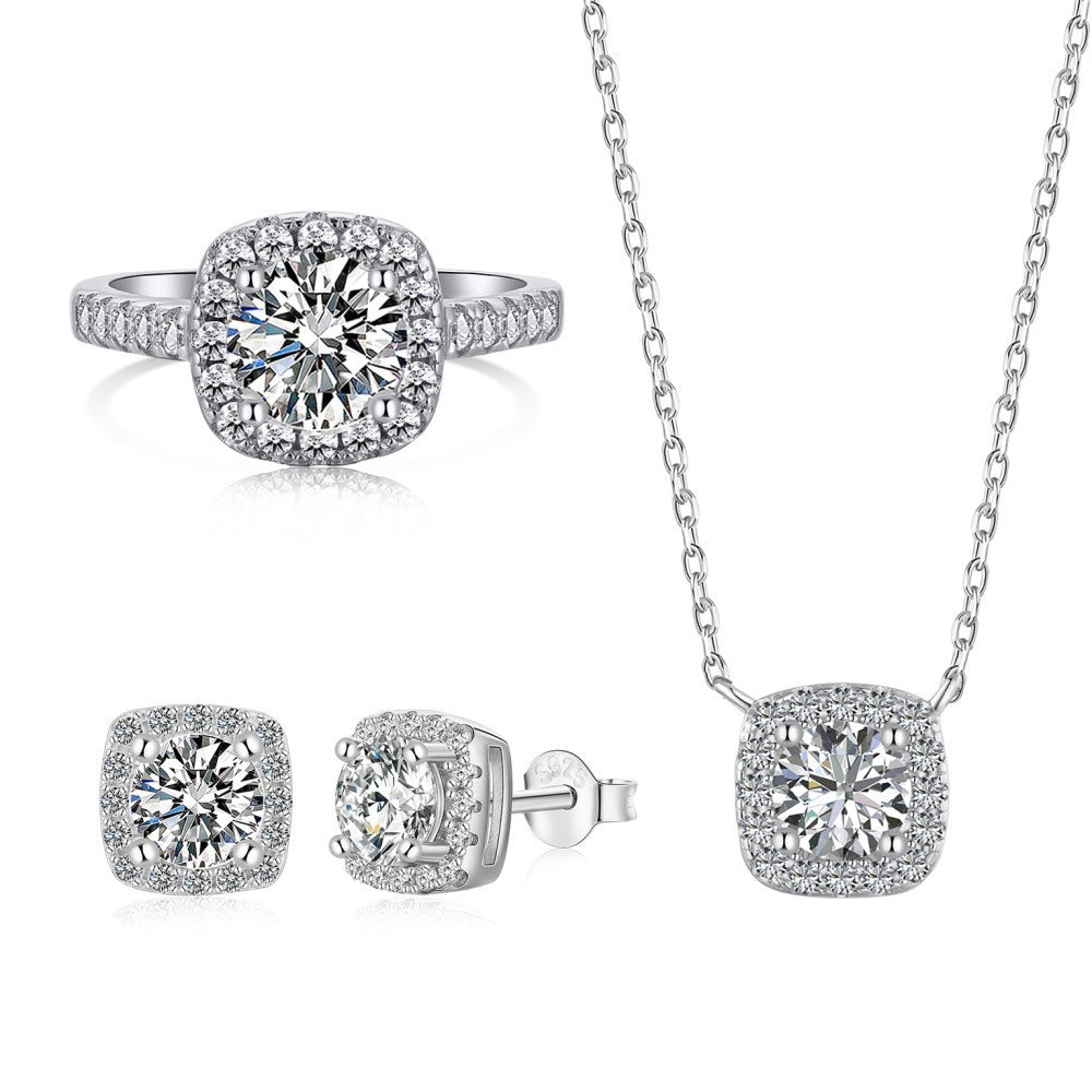 “Prism Luxe” S925 Sterling Silver Square Zircon Jewelry Set