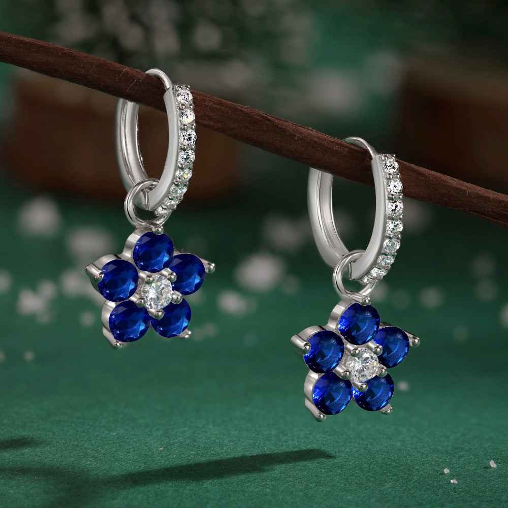 Dopamine Bloom Colorful Floral Crystal Hoop Earrings in S925 Sterling Silver
