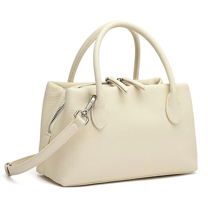 Women's Pebbled Cowhide Mini Tote Bag with Detachable Strap