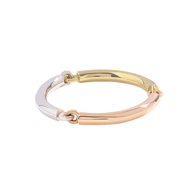 “Tricolor Harmony” S925 Sterling Silver Three-Tone Band Ring
