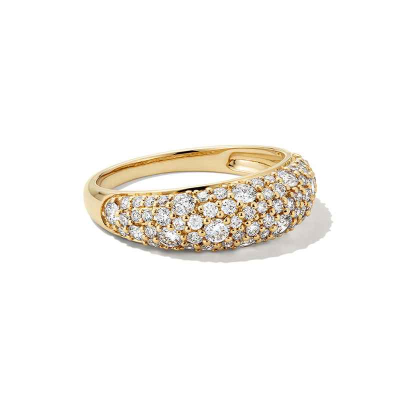 925 Sterling Silver Luxe Aurora Pavé Zircon Wide Band Ring 18K Gold Platinum Vermeil