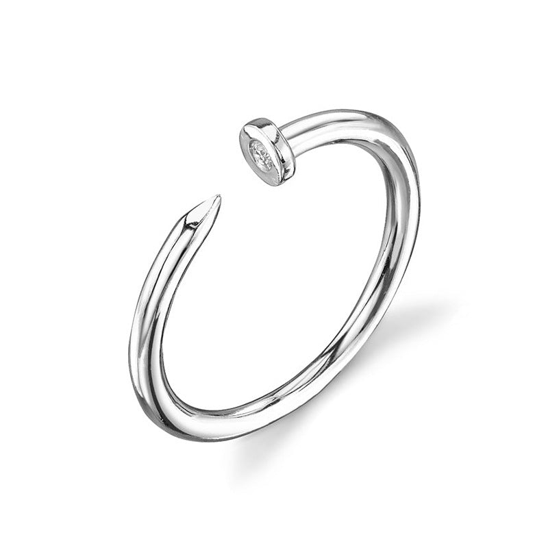 “Silver Spike” S925 Sterling Silver Open Adjustable Stud Ring