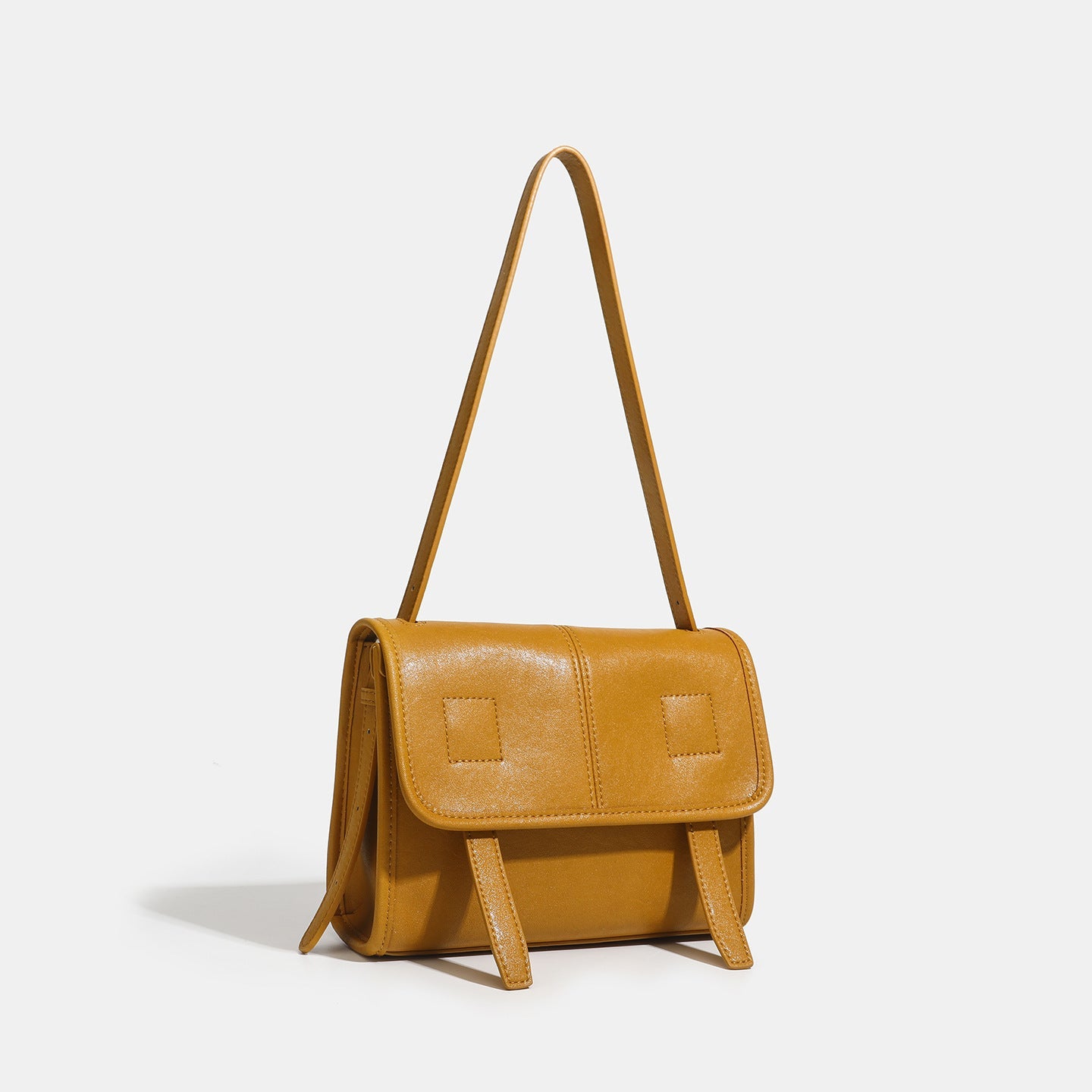 Women's Textured Cowhide Flap Messenger Bag with Dual Straps