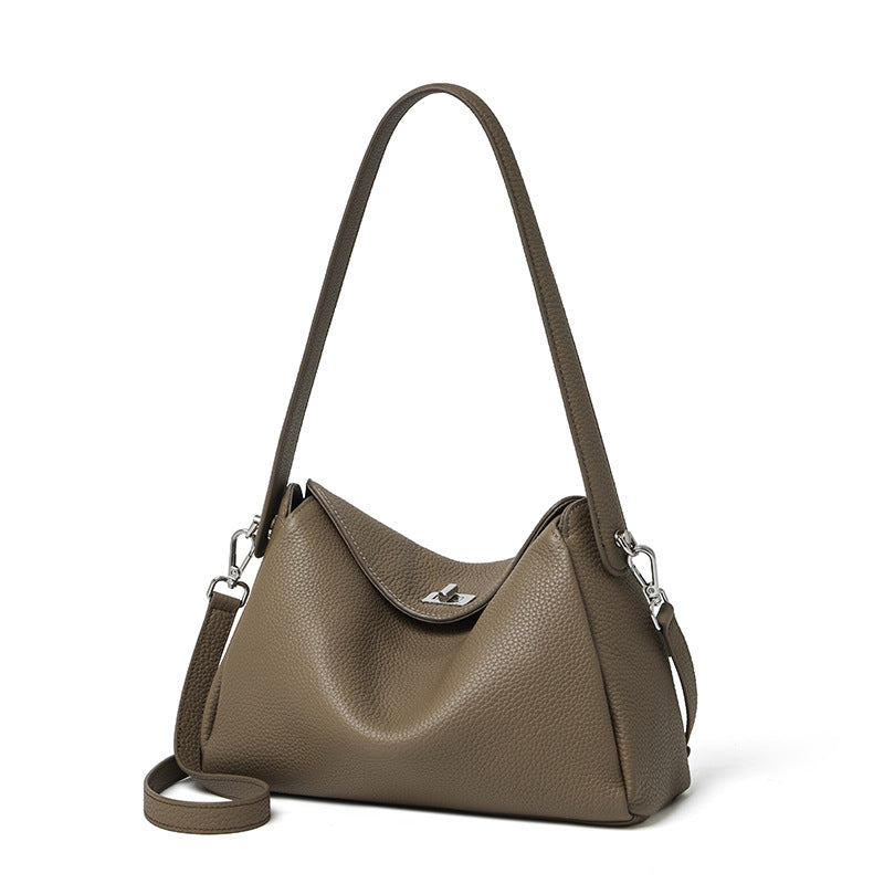 Women's Lychee-Grain Cowhide Convertible Hobo Bag