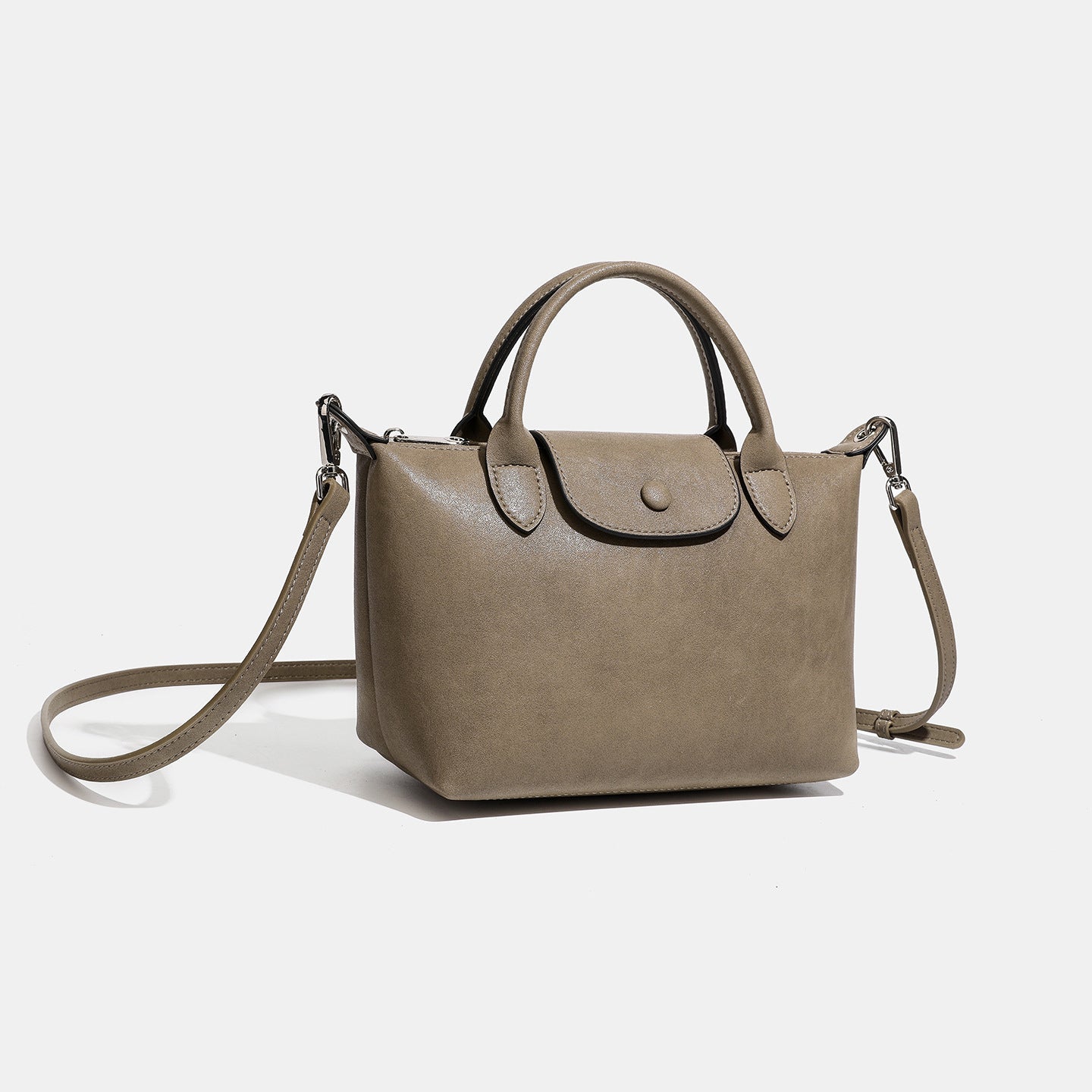 Women's Genuine Leather Dumpling Bag with Detachable Strap