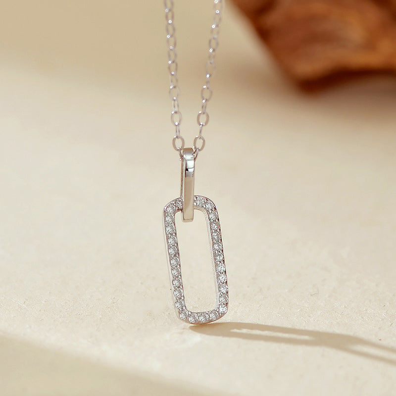 “Double Orbit” S925 Sterling Silver Double-Ring Zircon Necklace