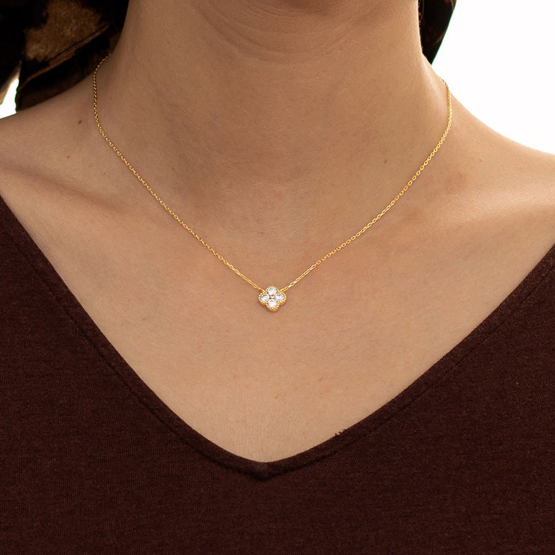 “Clover Muse” S925 Sterling Silver Four-Leaf Clover Necklace