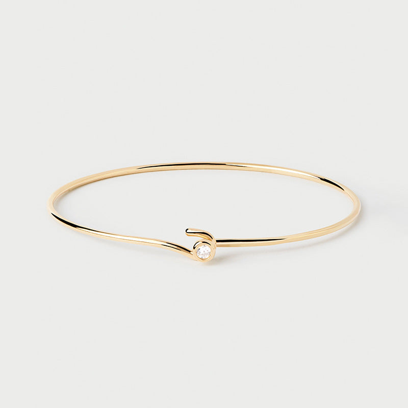 “Eclat Loop” S925 Sterling Silver Zircon Open Cuff Bracelet