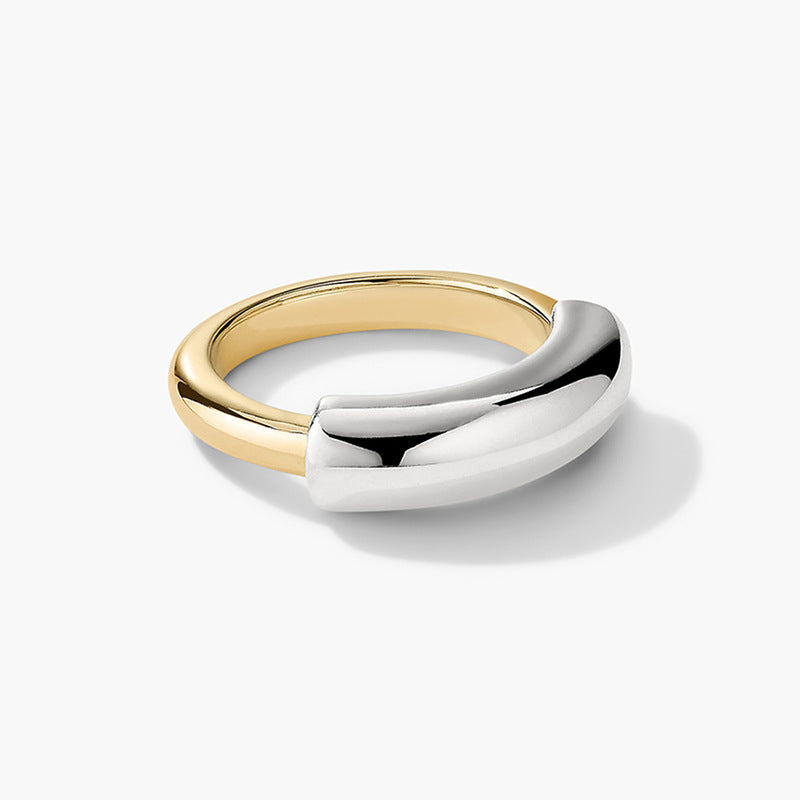 “Dual Essence” S925 Sterling Silver Two-Tone Minimalist Ring