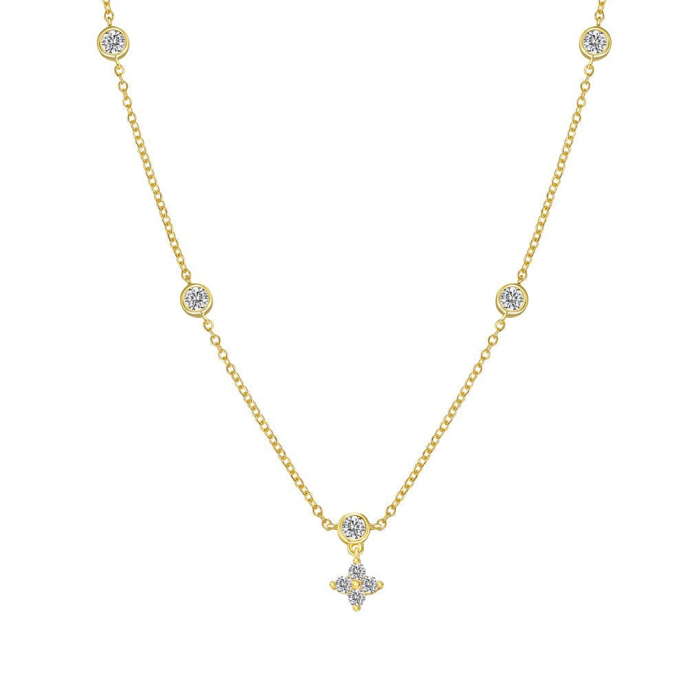 Starlit Bloom S925 Sterling Silver Star Flower Necklace and Bracelet Jewelry Set